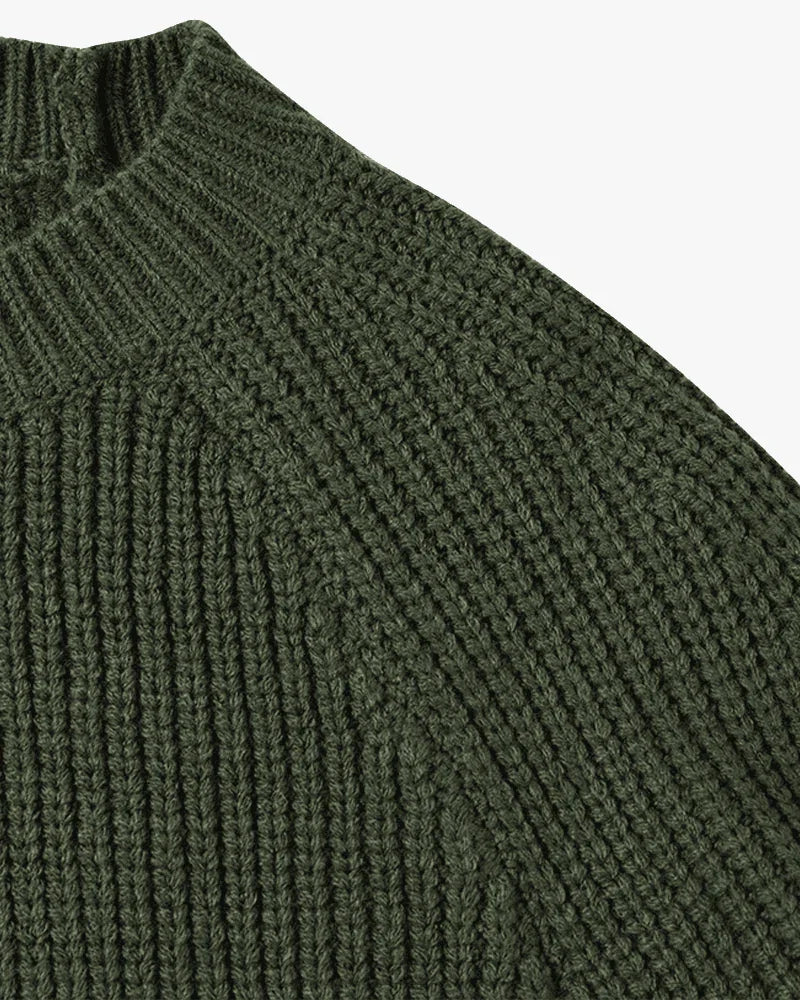 Men's Sweater Cotton Knit with Mock Neck and Relaxed Fit for Casual Style