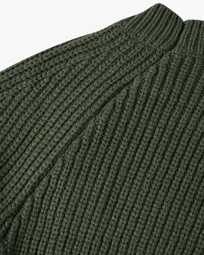 Men's Sweater Cotton Knit with Mock Neck and Relaxed Fit for Casual Style