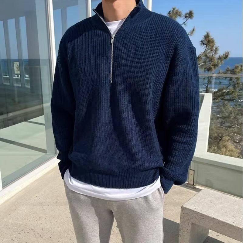 Men's Sweater Half Zip Sweater 100% Cotton Comfort Relaxed Fit