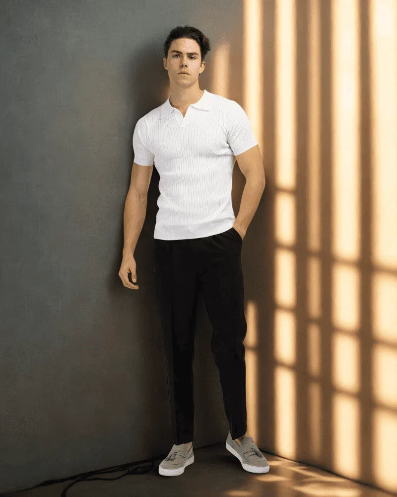 Mens Polo Shirts Cotton-Blend V-Neck Casual Style and Comfortable Fit