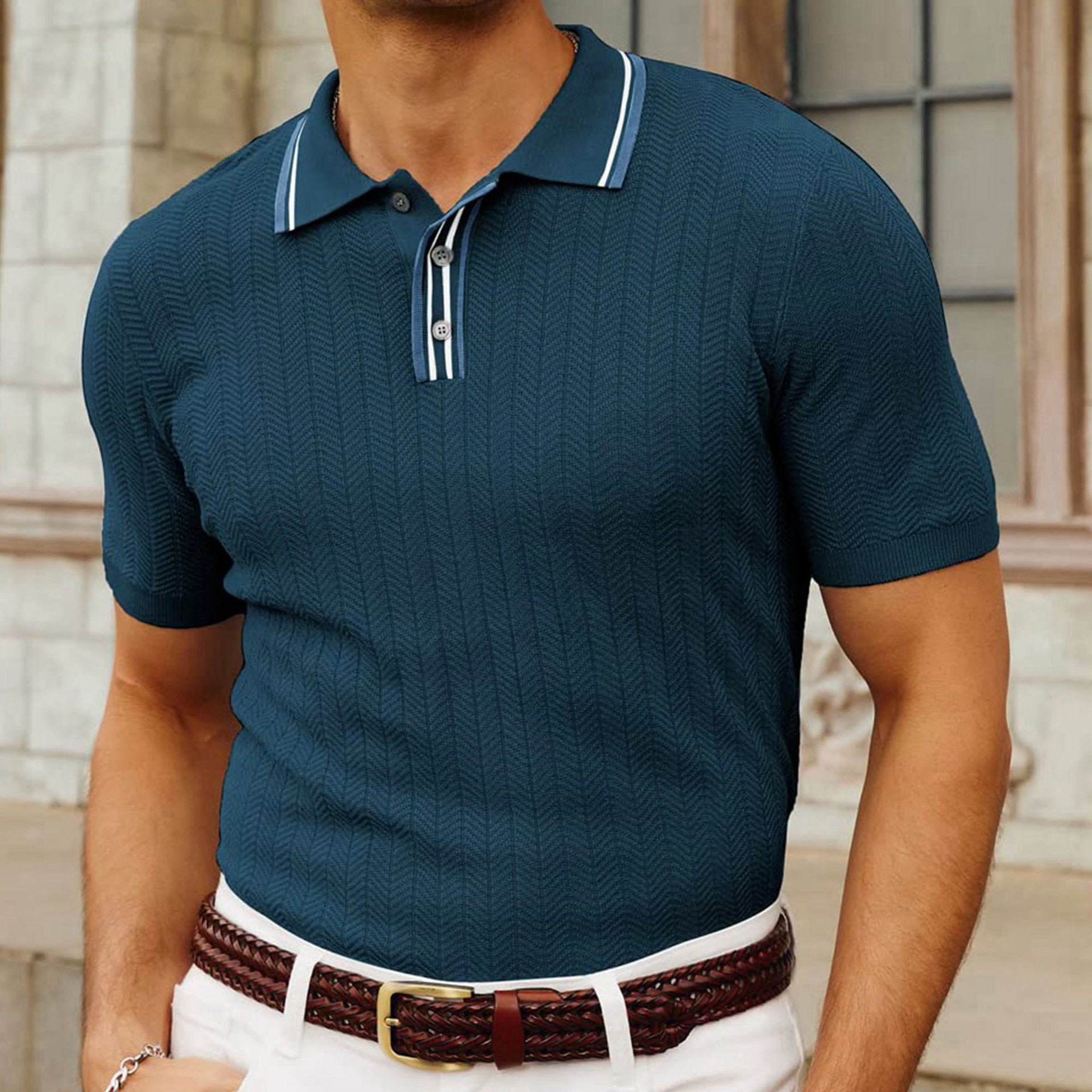 Mens_Polo_Shirts_Long_Sleeve_with_Herringbone_Texture_and_Tailored_Fit_3
