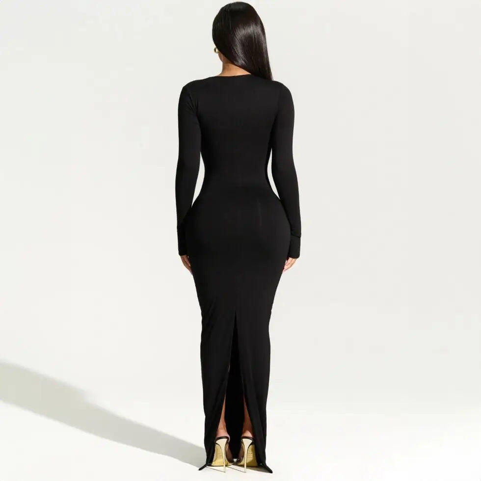 Women's Dress Long-Sleeved Cotton Blend for Elegant Comfort 1