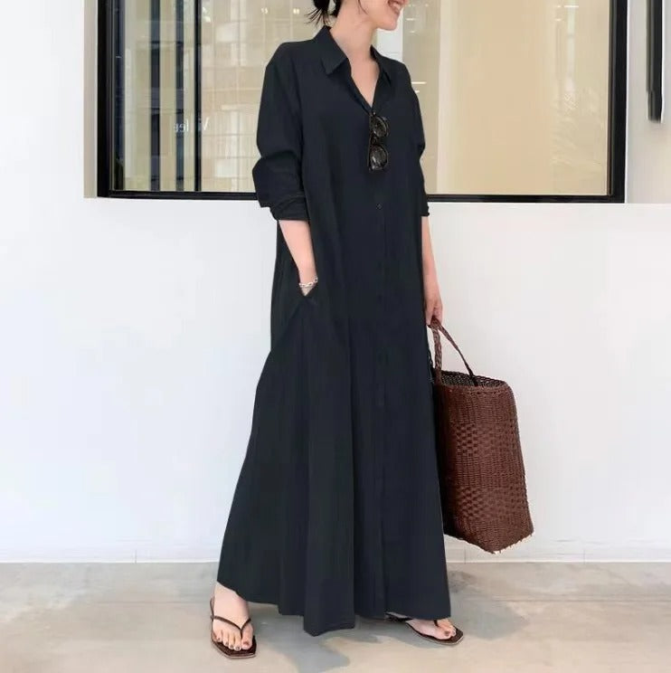 Women's Dress Long-Sleeved Polo Dress and Comfortable Fabric for Everyday Wear 0