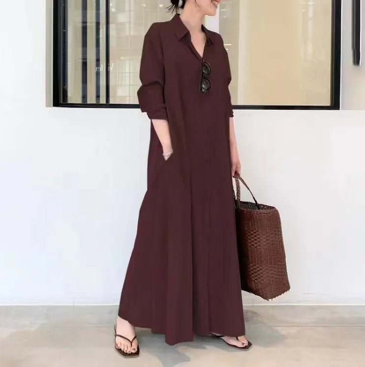 Women's Dress Long-Sleeved Polo Dress and Comfortable Fabric for Everyday Wear 1