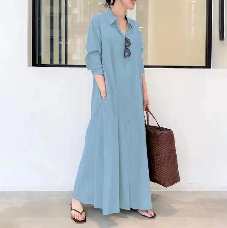 Women's Dress Long-Sleeved Polo Dress and Comfortable Fabric for Everyday Wear 3